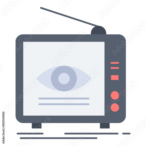 Big Brother's Gaze: A vintage television set, with a stylized eye on its screen, symbolizes surveillance and the pervasive influence of media.