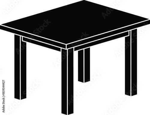 Square Four-Leg Side Table Vector Silhouette, Minimalist Furniture Icon, End Table Graphic, Black Isolated Illustration, Home Decor Element, EPS Design
