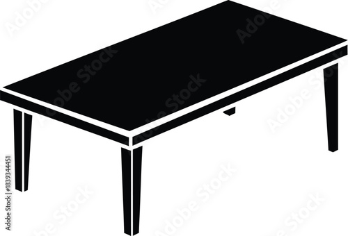 Square Four-Leg Side Table Vector Silhouette, Minimalist Furniture Icon, End Table Graphic, Black Isolated Illustration, Home Decor Element, EPS Design