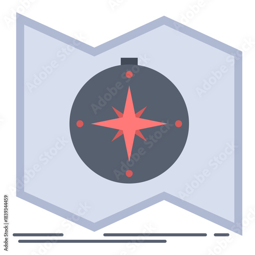 Navigational Symbol: A compass rests upon a stylized map, a metaphor for guidance and exploration, rendered in minimalist style.