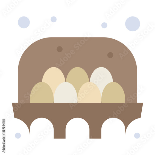 Carton of Eggs: A neatly arranged carton of fresh, creamy eggs, offering a glimpse of breakfast possibilities or culinary creation.