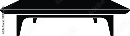 Oblong Splayed-Leg End Table Vector Graphic, Modern Furniture Silhouette, Rectangular Coffee Table, Black Isolated Icon, Home Design Element, EPS Illustration