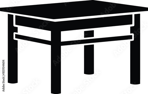Square Four-Leg Side Table Vector Silhouette, Minimalist Furniture Icon, End Table Graphic, Black Isolated Illustration, Home Decor Element, EPS Design