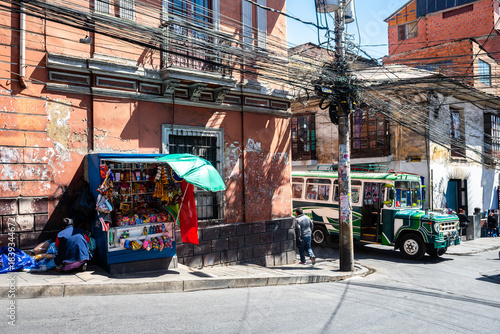 Foto street view of la paz city, Bolivia