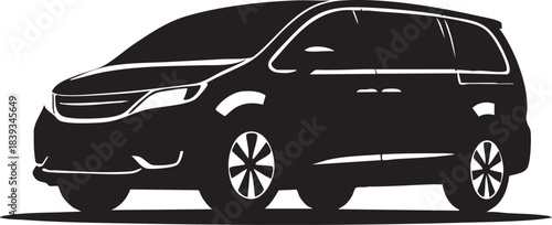 Black silhouette minivan side view