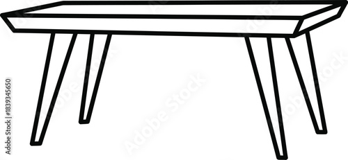 Minimalist rectangular table vector silhouette, simple furniture icon, basic desk symbol, dining graphic