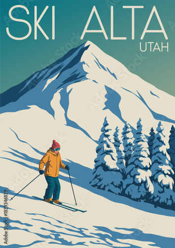 Alta Ski Travel Resort Vintage Poster Utah Winter Landscape