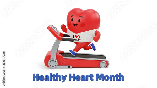 Heart treadmill exercises for heart health promotion. Suitable for health campaigns, social media posts, and educational materials.