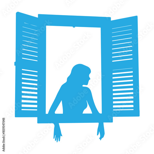 Woman Looking Out Window