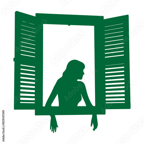 Woman Looking Out Window