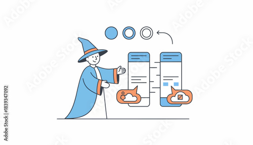 An onboarding wizard guiding new users through initial setup steps with progress indicators and helpful tooltips at each stage.