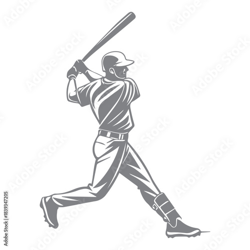 Baseball Player Swinging Bat