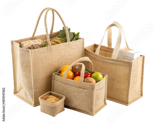Jute totes isolated on white background