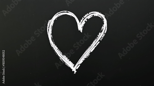 Hand Drawn Chalk Heart Doodle on Blackboard Texture