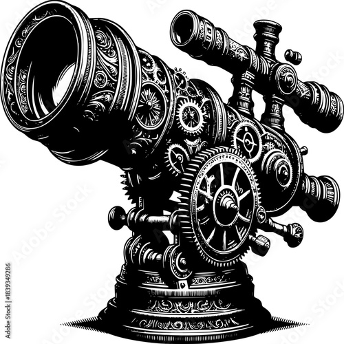 old vintage metal cannon isolated on a white background