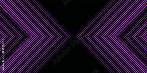 Purple abstract wide banner with arrows. Dark violet futuristic technology geometric background. simple media, design, cover.