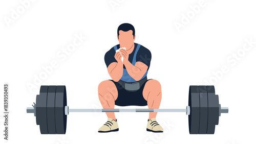 Weightlifter preparing for deadlift in gym training session