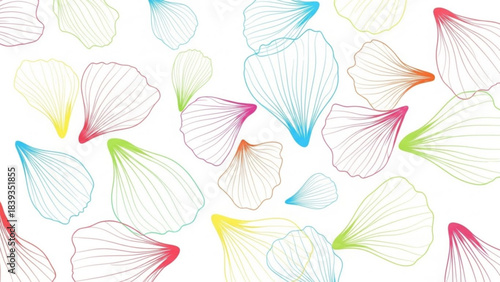 Abstract Floral Petals: A captivating display of abstract floral petals in vibrant colors, each delicately outlined, creating an ethereal and artistic composition.