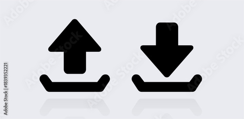 upload download arrows buttons icons vector symbol black flat
