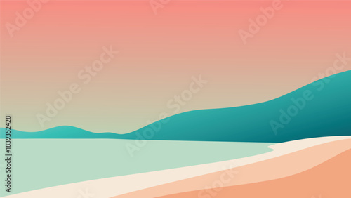 Minimalist landscape abstract ocean beach coastal gradient background