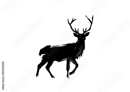 Young fawn smiling and playful with sparkle effect on white background