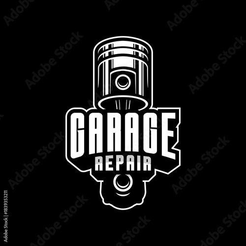 Garage repair logo, piston automotive 