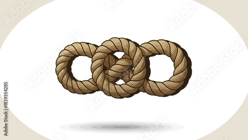 Interconnected Loops: A visually captivating display of three intertwined rope loops, artfully arranged to symbolize unity and connection.
