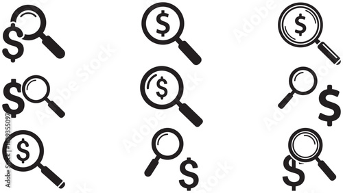 Minimal Magnifying Glass over Dollar Sign for Financial Audit, Cost Analysis and Fraud Detection