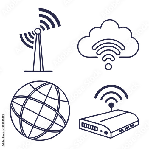 Internet   Web Service Icon Set  White Background Vector Icon Set