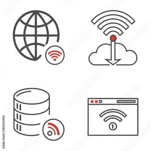 Internet   Web Service Icon Set  White Background Vector Icon Set