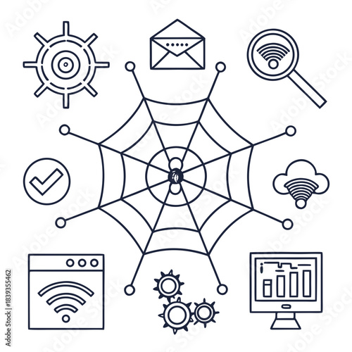 Internet   Web Service Icon Set  White Background Vector Icon Set