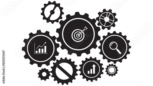 Gear Puzzle Corporate Strategy Icon for Operational Alignment, Synergy and Strategic Planning
