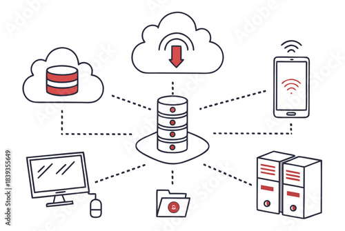 Cloud Computing Icon Set  White Background  Minima Vector Icon Set