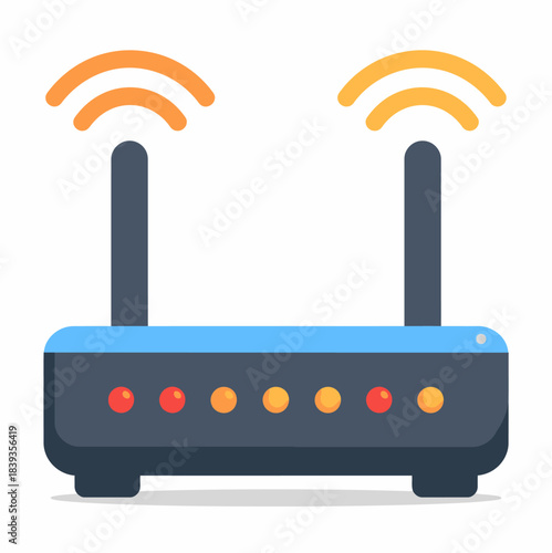 Modern wireless router broadcasting strong internet signal with status lights