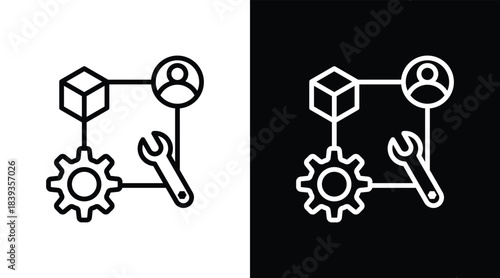 workflow Two-tone version in black and white background