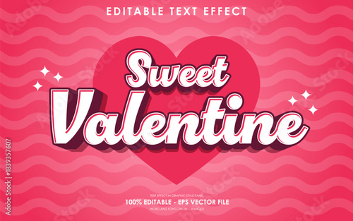 Sweet Valentine Editable Text Effect with Heart Background.