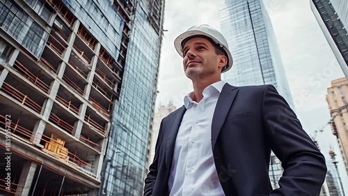 Wallpaper Mural Confident Engineer Overseeing Urban Construction Site Torontodigital.ca