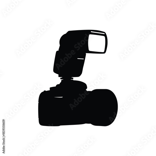 Digital camera with external flash silhouette