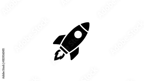 black rocket vector on transparent background