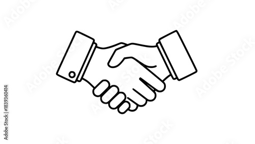 handshake vector illustration line art on transparent background