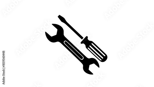 Wrench and Screwdriver Icon, Repair and Maintenance Concept, Tool Kit and Technical Service Symbol