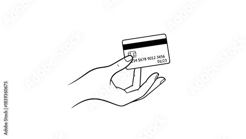 Hand Holding Credit Card Icon, Payment and Digital Transaction Concept, E-Commerce and Financial Security Symbol