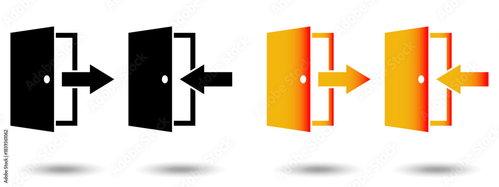 Obraz premium Exit icon. Exit icon on a white background, isolated. The icon has three uses in applications and websites. Vector illustration. Exit icon on a white background.