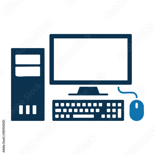 Full desktop computer setup graphic Vector