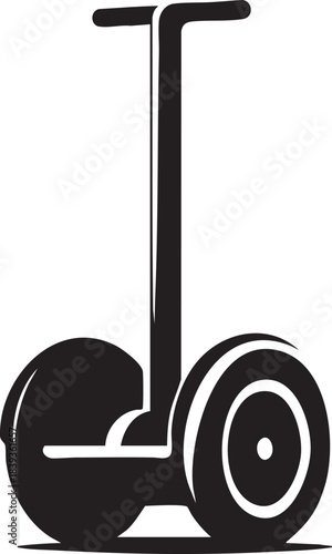 Black and white icon of a selfbalancing personal transporter white