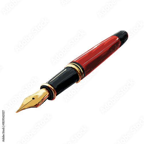 Vector illustration of a classic fountain pen nib pointed ready to write