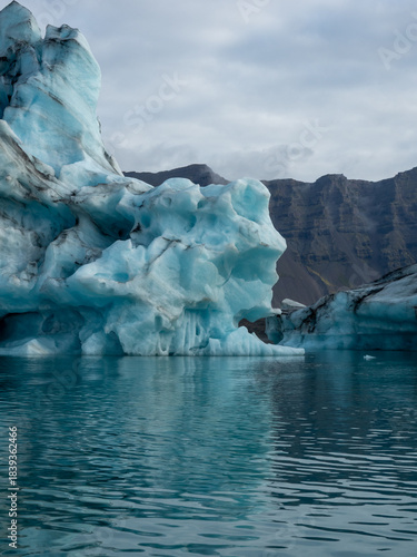Huge iceberg floating in Iceland's Jokulsarlon Glacier Lagoon