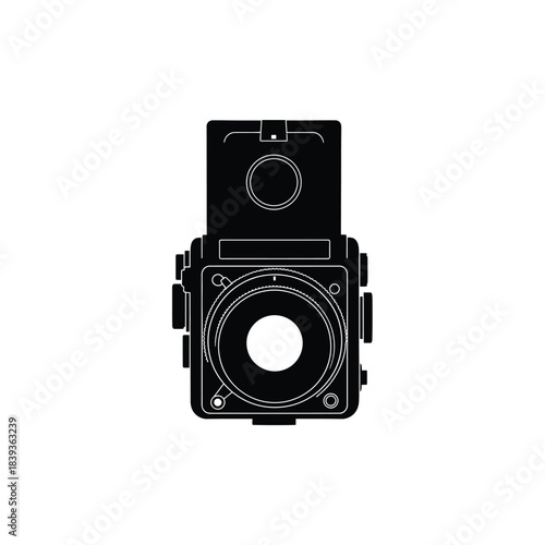 Vintage twin lens reflex camera silhouette