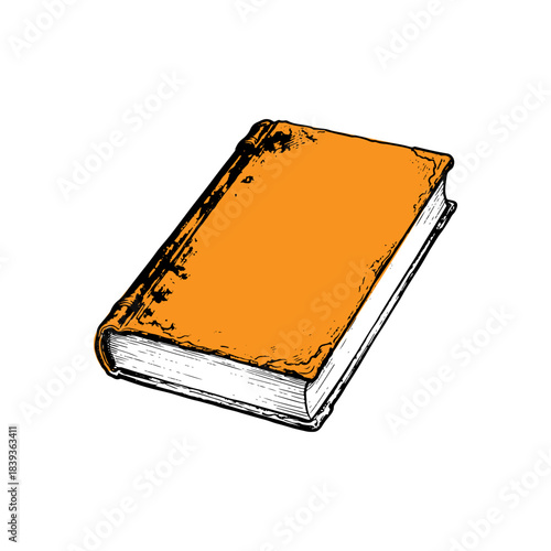 Vintage Orange Hardcover Book Illustration