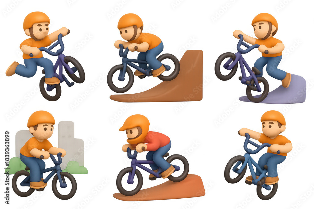 Fototapeta premium Dynamic bmx stunt icons for extreme sports design and graphics